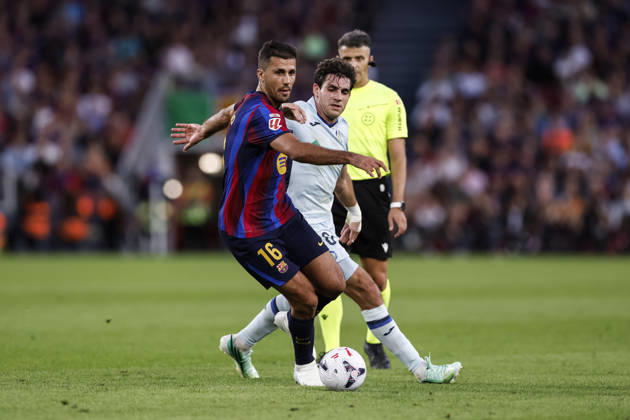 October 10, 2026, Barcelona, Barcelona, Spain: Rodri of FC Barcelona, Barca and Ivan Azon of Getafe CF in action during the Spanish league, LaLiga EA Sports, football match played between FC Barcelona and Getafe CF at Spotify Camp Nou stadium on October 10, 2026 in Barcelona, Spain. Barcelona Spain - ZUMAa181 20261010_zaa_a181_093 Copyright: xJavierxBorregox