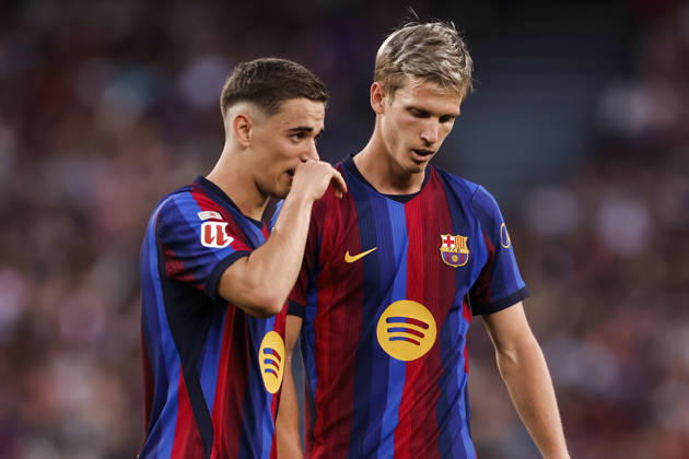 October 10, 2026, Barcelona, Barcelona, Spain: Gavi and Dani Olmo of FC Barcelona, Barca speak during the Spanish league, LaLiga EA Sports, football match played between FC Barcelona and Getafe CF at Spotify Camp Nou stadium on October 10, 2026 in Barcelona, Spain. Barcelona Spain - ZUMAa181 20261010_zaa_a181_104 Copyright: xJavierxBorregox