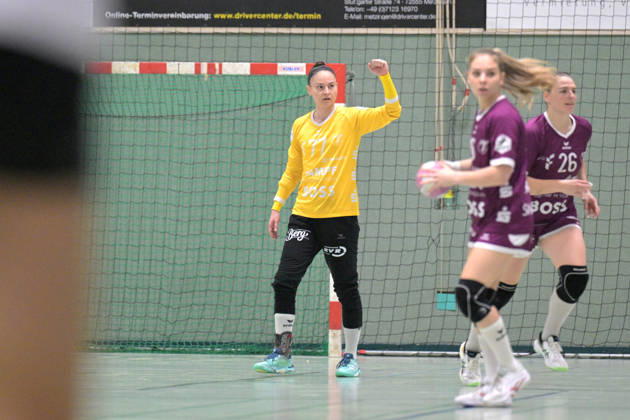 Sara Suba (TusSies Metzingen, 77) im Tor Jubelt nach der Parade TusSies Metzingen vs. SCM Ramnicu Valcea, Handball, EHF, Europa Leauge Qualifikation Rueckspiel, Saison 2026 2027, 10.10.2026 TusSies Metzingen vs. SCM Ramnicu Valcea, Handball, EHF, Europa Leauge Qualifikation Rueckspiel, Saison 2026 2027, 10.10.2026 Metzingen Copyright: xEibner-Pressefotox EP_TBR