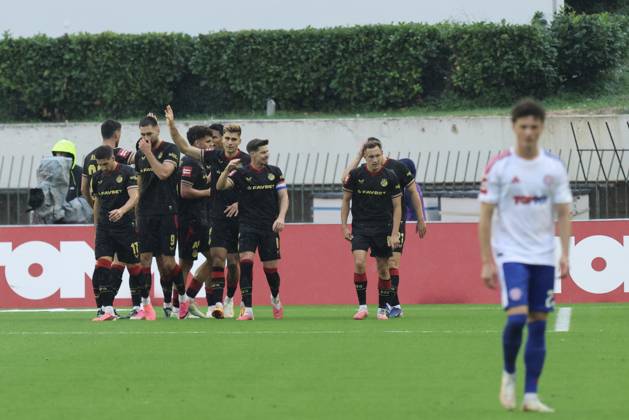 SuperSport HNL, round 09: HNK Hajduk Split v GNK Dinamo Zagreb Players of GNK Dinamo Zagreb celebrate after Dion Drena Beljo scores a goal for 1:0 during the SuperSport HNL 2026. 2027. round 09 match between HNK Hajduk Split and GNK Dinamo Zagreb at Poljud Stadium in Split, Croatia on October 10, 2026.  IvoxCagalj PIXSELL