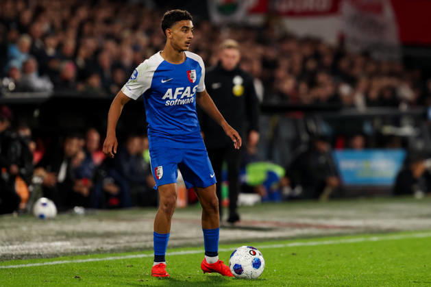 2026-10-10 Feyenoord v AZ Alkmaar - Dutch Eredivisie ROTTERDAM, NETHERLANDS - OCTOBER 10: Ayoub Oufkir of AZ Alkmaar looks on during the Dutch Eredivisie match between Feyenoord and AZ Alkmaar at Stadion Feijenoord on October 10, 2026 in Rotterdam, Netherlands. Rotterdam Stadion Feijenoord Netherlands Content not available for redistribution in The Netherlands directly or indirectly through any third parties. Copyright: xHansxvanxderxValkx