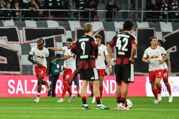 Torjubel - Torschütze Ezchiel Banzuzi (RB Leipzig,6) trifft zum 1-0 - 1. Fussball Bundesliga Saison 2026-2027 Punktspiel RB Leipzig vs.Eintracht Frankfurt in der Red Bull Arena in Leipzig - Aktion,Fussball,Deutschland,Mann,Männer,10.10.2026
