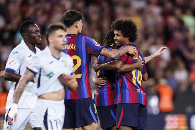 October 10, 2026, Barcelona, Barcelona, Spain: Jules Kounde of FC Barcelona, Barca celebrates a goal with teammates during the Spanish league, LaLiga EA Sports, football match played between FC Barcelona and Getafe CF at Spotify Camp Nou stadium on October 10, 2026 in Barcelona, Spain. FC Barcelona V Getafe CF - LaLiga EA Sports - ZUMAa181 20261010_zaa_a181_112 Copyright: xJavierxBorregox