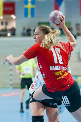 Viktoria Marksteiner (Halle, 10), SV Union Halle-Neustadt vs. BSV Sachsen Zwickau, Handball Bundesliga Frauen, 1. Bundesliga 5. Spieltag Saison 2026 27, 10.10.2026 Halle SWH Arena Sachsen-Anhalt Deutschland