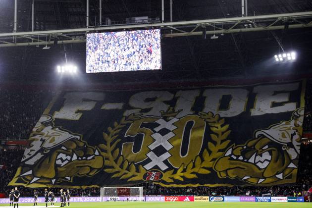 AMSTERDAM - A banner from the F-Side in honor of the 50th anniversary during the Dutch Eredivisie match between AFC Ajax and NEC Nijmegen at the Johan Cruijff ArenA on October 10, 2026, in Amsterdam, the Netherlands. MAURICE VAN STEEN ANP Eredivisie 2026 27 xVIxANPxSportx xxANPxIVx 572055491 originalFilename: 572055491