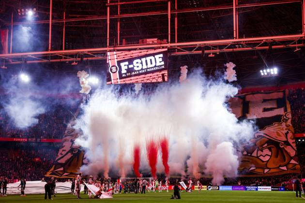 AMSTERDAM - A banner from the F-Side in honor of the 50th anniversary during the Dutch Eredivisie match between AFC Ajax and NEC Nijmegen at the Johan Cruijff ArenA on October 10, 2026, in Amsterdam, the Netherlands. MAURICE VAN STEEN ANP Eredivisie 2026 27 xVIxANPxSportx xxANPxIVx 572055945 originalFilename: 572055945