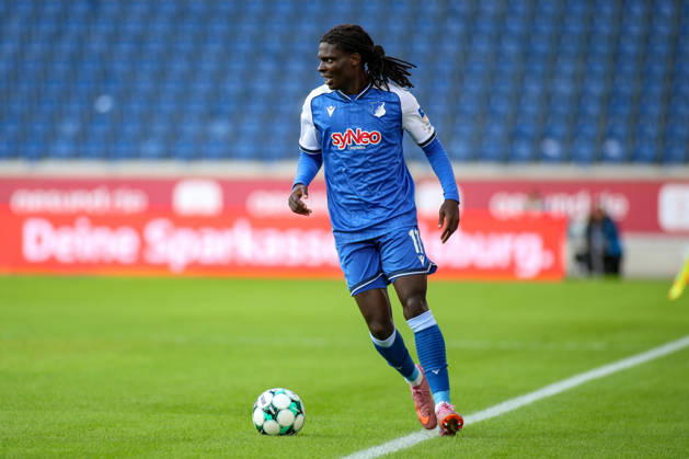 10.10.2026, GER, Fussball, Herren, 3. Liga, Saison 2026 2027, MSV Duisburg - TSG Hoffenheim II Blessing Maleko Makanda (TSG II) in Aktion am Ball, Einzelaktion Copyright: xSvenxHanischx