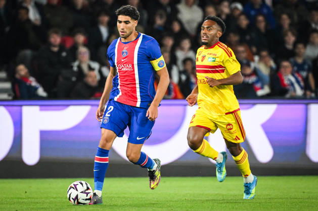 October 10, 2026, Paris, France, France: Achraf HAKIMI of PSG and Lucas CALODAT of Le Mans during the Ligue 1 match between Paris Saint-Germain (PSG) and Le Mans FC at Parc des Princes Stadium on October 10, 2026 in Paris, France. Paris France - ZUMAm308 20261010_zsp_m308_002 Copyright: xMatthieuxMirvillex