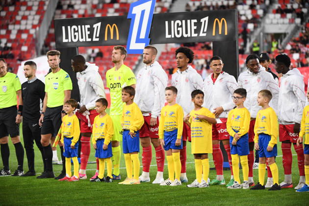 AS Monaco v Toulouse FC - Ligue 1 McDonald s 2026 2027 Team of Monaco pay tribute to Pink October and kids using a pink ribbon during Ligue 1 McDonald s match between Monaco and Toulouse at Stade Louis II on October 10, 2026 in Monaco, Monaco. Monaco Monaco Copyright: xIconxSportx 776573324
