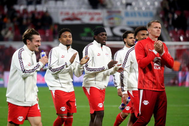 10.10.2026, xgox, Fussball 1.Bundesliga, RB Leipzig - Eintracht Frankfurt v.l. Jubel, Freude über den Sieg (DFL DFB REGULATIONS PROHIBIT ANY USE OF PHOTOGRAPHS as IMAGE SEQUENCES and or QUASI-VIDEO) Leipzig