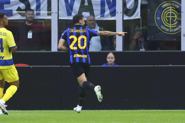 FC Internazionale v Parma Calcio - Serie A 2026 27 Hakan Calhanoglu celebrates a goal during the Serie A match between FC Internazionale and Parma Calcio at Giuseppe Meazza in Milano, Italy, on October 10, 2026. Milano Milano Italy Copyright: xMairoxCinquettix originalFilename:cinquetti-fcintern261010_npB5A