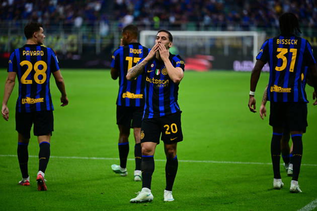 FC Internazionale v Parma Calcio - Serie A 2026 27 Hakan Calhanoglu of Inter Milan celebrates after scoring his team s second goal during a Serie A match between Inter Milan and Parma Calcio at San Siro Stadium in Milan, Italy, on October 10, 2026. Milan Lombardy Italy Copyright: xAndreaxDiodatox originalFilename:diodato-intermil261010_npbzx