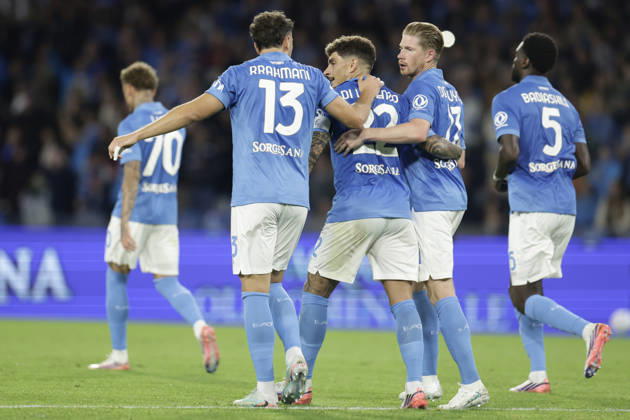 Serie a football match SSC Napoli vs Frosinone Napoli s Belgian midfielder Kevin De Bruyne celebrates after scoring a goal of 1-0 during the Serie A football match between SSC Napoli vs Frosinone at the Diego Armando Maradona Stadium in Naples, southern Italy, on October 10, 2026. _BPH8207 Copyright: xAntonioxBalascox