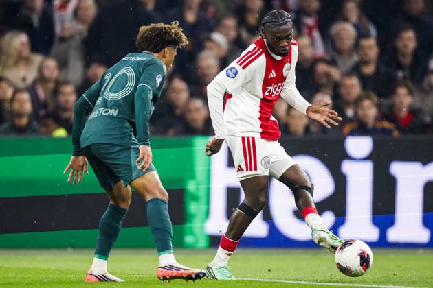 AMSTERDAM - (lr) Noà Lebreton of NEC Nijmegen, Jorthy Mokio of Ajax during the Dutch Eredivisie match between AFC Ajax and NEC Nijmegen at the Johan Cruijff ArenA on 10 October 2026 in Amsterdam, the Netherlands. MAURICE VAN STEEN ANP Eredivisie 2026 27 xVIxANPxSportx xxANPxIVx 572059263 originalFilename: 572059263