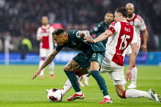 AMSTERDAM - (lr) Tjaronn Chery of NEC Nijmegen, Youri Baas of Ajax during the Dutch Eredivisie match between AFC Ajax and NEC Nijmegen at the Johan Cruijff ArenA on October 10, 2026 in Amsterdam, the Netherlands. MAURICE VAN STEEN ANP Eredivisie 2026 27 xVIxANPxSportx xxANPxIVx 572060231 originalFilename: 572060231.jpg