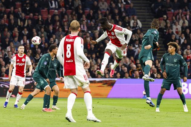 AMSTERDAM - Tolu Arokodare of Ajax heads the ball towards goal during the Dutch Eredivisie match between AFC Ajax and NEC Nijmegen at the Johan Cruijff ArenA on October 10, 2026 in Amsterdam, the Netherlands. MAURICE VAN STEEN ANP Eredivisie 2026 27 xVIxANPxSportx xxANPxIVx 572061260 originalFilename: 572061260
