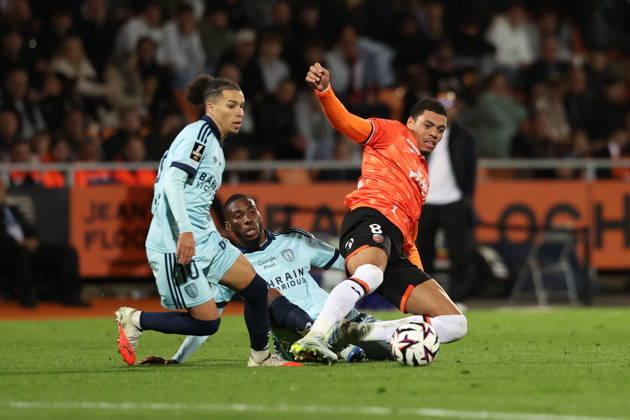 FC Lorient v Paris FC - Ligue 1 McDonald s 2026 2027 Ilan KEBBAL of PAris FC , Adama CAMARA and Noah CADIOU of Lorient during Ligue 1 McDonald s match between Lorient and Paris at Stade Yves Allainmat on October 10, 2026 in Lorient, France. Lorient France  Copyright: xJohnnyxFidelinx 776573317