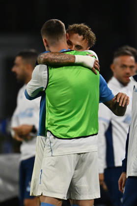 IPA89518478 - Noa Lang of S.S.C. Napoli celebrates after scoring the goal that made the score 2-0 during Matchday 6 of the Serie A Championship between S.S.C. Napoli and Frosinone Calcio at the Diego Armando Maradona Stadium on October 10, 2026, in Naples, Italy. Copyright: xDomenicoxCippitelli IPAxSportx xx IPA89518478