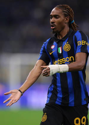 FC Internazionale v Parma Calcio 1913 - Serie A - Season 2026-2027 Milan, Italy, 10th October 2026. Djed Spence of FC Internazionale reacts during the FC Internazionale vs Parma Calcio 1913 Serie A match at Giuseppe Meazza, Milan. Picture credit should read: Jonathan Moscrop Milan Stadio Giuseppe Meazza Italy