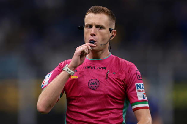 FC Internazionale v Parma Calcio 1913 - Serie A - Season 2026-2027 Milan, Italy, 10th October 2026. The Referee Kevin Bonacina blows his whistle during the FC Internazionale vs Parma Calcio 1913 Serie A match at Giuseppe Meazza, Milan. Picture credit should read: Jonathan Moscrop Milan Stadio Giuseppe Meazza Italy