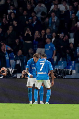 Napoli v Frosinone - Serie A Enilive Noa Lang of SSC Napoli celebrates after scoring second goal during the Serie A Enilive match between Napoli and Frosinone at Stadio Diego Armando Maradona on October 10, 2026 in Naples, Italy Naples Stadio Diego Armando Maradona Campania Italy Copyright: xGiuseppexMaffiax 261010_SerieA_Napoli-Frosinone_GM_06185