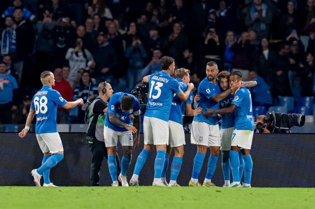 Napoli v Frosinone - Serie A Enilive Noa Lang of SSC Napoli celebrates after scoring second goal during the Serie A Enilive match between Napoli and Frosinone at Stadio Diego Armando Maradona on October 10, 2026 in Naples, Italy Naples Stadio Diego Armando Maradona Campania Italy Copyright: xGiuseppexMaffiax 261010_SerieA_Napoli-Frosinone_GM_06274