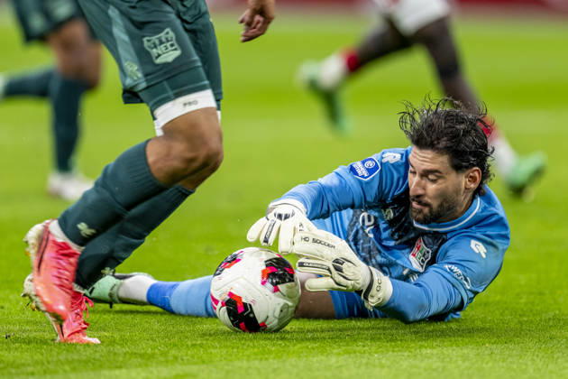 AMSTERDAM - N.E.C. Nijmegen goalkeeper Gonzalo Crettaz during the Vriendenloterij Eredivisie match between Ajax and N.E.C. in Johan Cruijff ArenA on 10 October 2026 in Amsterdam, Netherlands. (Photo by DeFodi Images) -