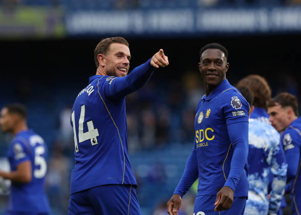 10th October 2026; Stamford Bridge, London, England; Premier League Football, Chelsea versus Bournemouth; Jordan Henderson of Chelsea with Danny Welbeck of Chelsea JohnxPatrickxFletcher