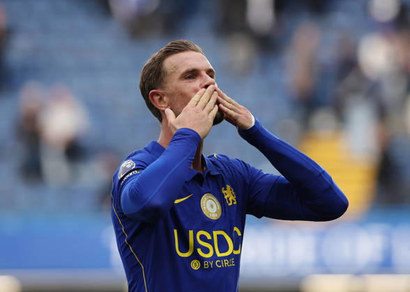 10th October 2026; Stamford Bridge, London, England; Premier League Football, Chelsea versus Bournemouth; Jordan Henderson of Chelsea blowing a kiss to the Chelsea fans after the match JohnxPatrickxFletcher