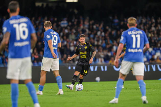 October 10, 2026, Napoli, Campania, ITALIA: Giacomo Calo² of FC Frosinone during the 2026 27 Serie A match between SSC Napoli and FC Frosinone, played on October 10, 2026, at the Stadio Diego Armando Maradona in Naples Serie A Football Match †2026 27 Season: Napoli Vs. Frosinone - ZUMAs236 20261010_aap_s236_063 Copyright: xFabioxSassox
