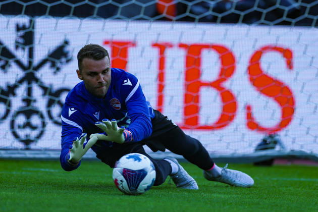 FC Zürich gegen FC Thun Brack Super League 10. Oktober 2026 Niklas Steffen (1, FC Thun) beim Warm-up des Fussballspiels der Brack Super League, FC Zürich gegen FC Thun, 10. Oktober 2026, Stadion Letzigrund, Zürich, Schweiz. Zürich Stadion Letzigrund Zürich Schweiz