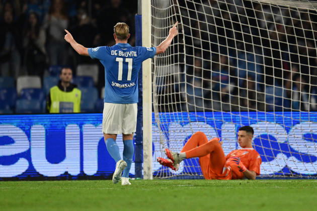 RECORD DATE NOT STATED 10th October 2026; Stadio Diego Armando Maradona, Naples, Italy; Italian Serie A Football, Napoli versus Frosinone; Kevin De Bruyne of Napoli celebrates after scoring the penalty for 1-0 DomenicoxCippitelli