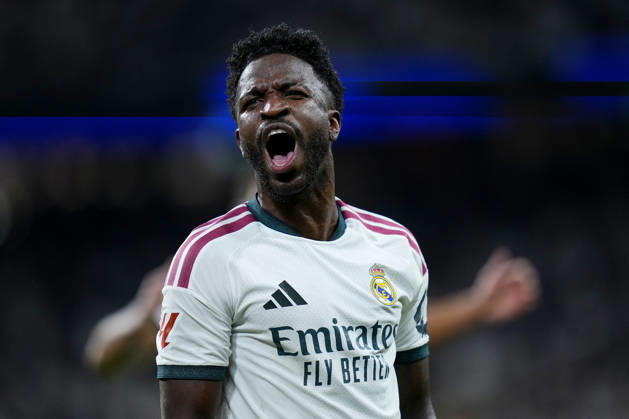 ESP: Real Madrid - Villarreal CF. La Liga EA Sports. Matchday 8. Vinicius Junior of Real Madrid CF reacts after scoring a goal that was subsequently disallowed during the La Liga EA Sports match between Real Madrid and Villarreal CF played at Santiago Bernabeu Stadium on 10 Oct 2026 in Madrid, Spain. kpng Copyright: xCesarxCebollax xPRESSINPHOTOx PS_2627_RMA_VIL_108