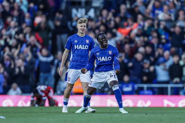10th October 2026; Portman Road, Ipswich, Suffolk, England; Premier League Football, Ipswich Town versus Fulham; Abdoul Ouattara of Ipswich Town celebrates scoring a goal AndyxSkinner