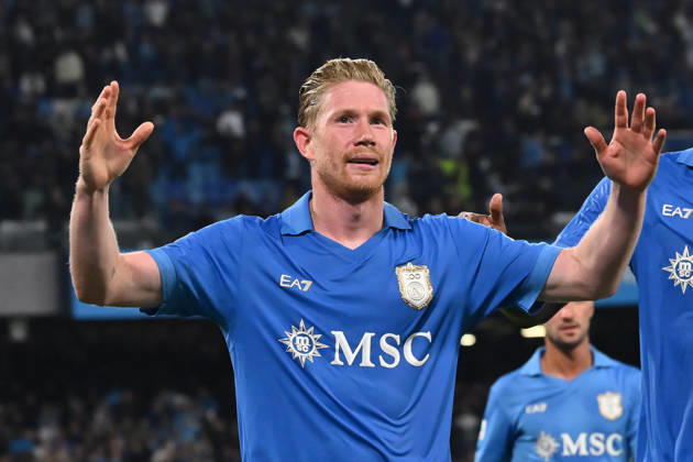 RECORD DATE NOT STATED 10th October 2026; Stadio Diego Armando Maradona, Naples, Italy; Italian Serie A Football, Napoli versus Frosinone; Kevin De Bruyne of S.S.C. Napoli celebrates after scoring the goal of 3-0 DomenicoxCippitelli