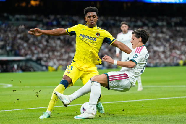 October 10, 2026, Madrid, Madrid, Spain: Alex Freeman of Villarreal CF and Arda Guler of Real Madrid CF compete for the ball during the Spanish League, LaLiga EA Sports, football match between Real Madrid and Villarreal CF at Bernabeu stadium on October 10, 2026, in Madrid, Spain. Real Madrid V Villarreal CF - LaLiga EA Sports  - ZUMAa181 20261010_zaa_a181_263 Copyright: xDennisxAgyemanx