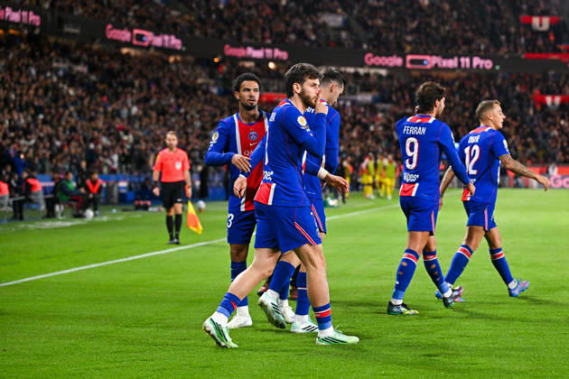 Paris Saint-Germain v Le Mans FC - Ligue 1 McDonald s 2026 2027 Warren ZAIRE-EMERY of Paris Saint-Germain, Ferran TORRES of Paris Saint-Germain , Lucas DIGNE of Paris Saint-Germain , Fabian RUIZ of Paris Saint-Germain and Khvicha KVARATSKHELIA of Paris Saint-Germain celebrate after scores during Ligue 1 McDonald s match between Paris and Le Mans at Parc des Princes on October 10, 2026 in Paris, France. Paris France Copyright: xBaptistexFernandezx 776573319