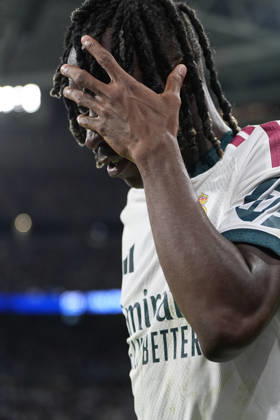 October 10, 2026, Madrid, Madrid, Spain: Yan Diomande of Real Madrid CF celebrates after scoring his team s first goal during the Spanish League, LaLiga EA Sports, football match between Real Madrid and Villarreal CF at Bernabeu stadium on October 10, 2026, in Madrid, Spain. Madrid Spain - ZUMAa181 20261010_zaa_a181_234 Copyright: xOscarxJ.xBarrosox