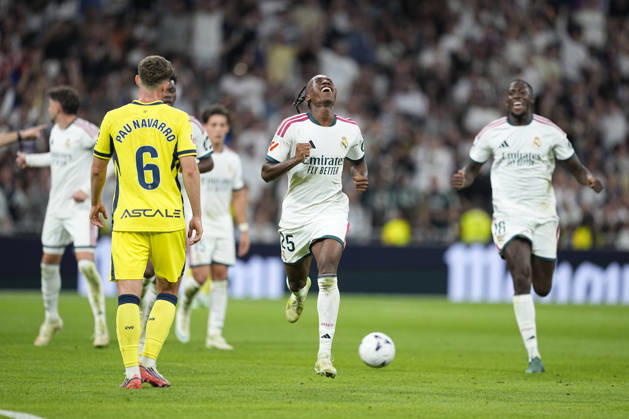 October 10, 2026, Madrid, Madrid, Spain: Yan Diomande of Real Madrid CF celebrates after scoring his team s first goal during the Spanish League, LaLiga EA Sports, football match between Real Madrid and Villarreal CF at Bernabeu stadium on October 10, 2026, in Madrid, Spain. Madrid Spain - ZUMAa181 20261010_zaa_a181_236 Copyright: xOscarxJ.xBarrosox