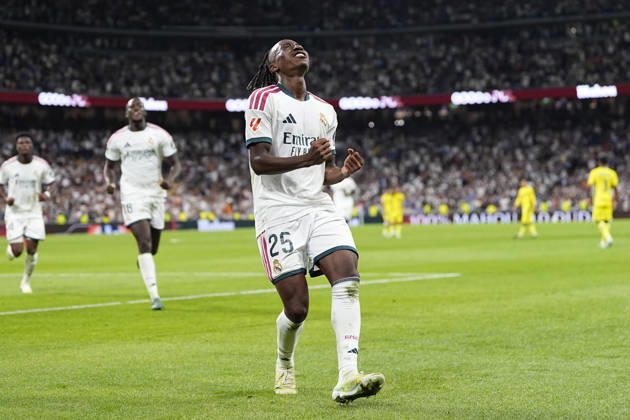 October 10, 2026, Madrid, Madrid, Spain: Yan Diomande of Real Madrid CF celebrates after scoring his team s first goal during the Spanish League, LaLiga EA Sports, football match between Real Madrid and Villarreal CF at Bernabeu stadium on October 10, 2026, in Madrid, Spain. Madrid Spain - ZUMAa181 20261010_zaa_a181_242 Copyright: xOscarxJ.xBarrosox