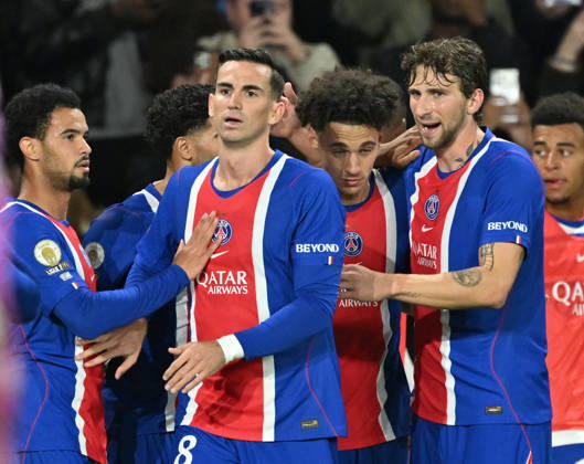 PSG v Le Mans FC - French Ligue 1 PARIS, FRANCE - OCTOBER 10: Players of Paris Saint - Germain celebrate after a score during the French Ligue 1 (L1) soccer match between Paris Saint-Germain (PSG) and Le Mans FC at Parc des Princes stadium in Paris, France on October 10, 2026. Mustafa Yalcin Anadolu Paris France. Editorial use only. Please get in touch for any other usage. Copyright: x2026xAnadoluxMustafaxYalcinx