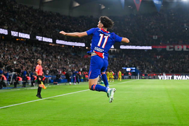 Paris Saint-Germain v Le Mans FC - Ligue 1 McDonald s 2026 2027 Maghnes AKLIOUCHE of Paris Saint-Germain celebrate after scores during Ligue 1 McDonald s match between Paris and Le Mans at Parc des Princes on October 10, 2026 in Paris, France. Paris France Copyright: xBaptistexFernandezx 776573319