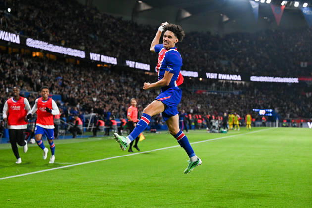Paris Saint-Germain v Le Mans FC - Ligue 1 McDonald s 2026 2027 Maghnes AKLIOUCHE of Paris Saint-Germain celebrate after scores during Ligue 1 McDonald s match between Paris and Le Mans at Parc des Princes on October 10, 2026 in Paris, France. Paris France Copyright: xBaptistexFernandezx 776573319