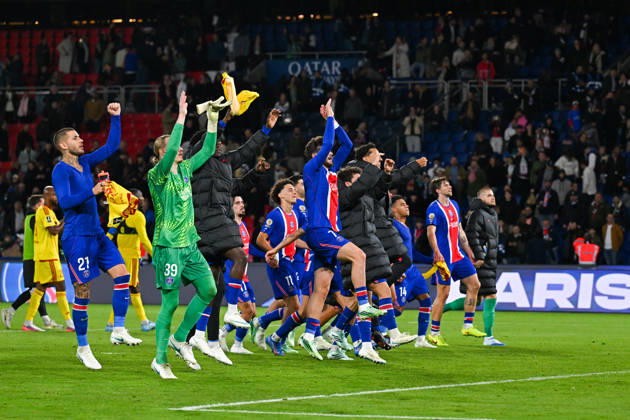 Paris Saint-Germain v Le Mans FC - Ligue 1 McDonald s 2026 2027 Team of Paris celebrate during Ligue 1 McDonald s match between Paris and Le Mans at Parc des Princes on October 10, 2026 in Paris, France. Paris France Copyright: xBaptistexFernandezx 776573319