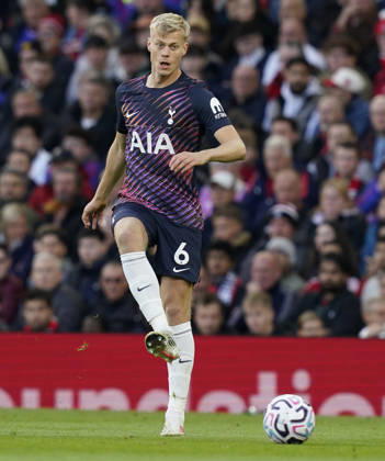 Manchester, England, 10th October 2026. Jan Paul van Hecke of Tottenham Hotspur during the Manchester United, ManU vs Tottenham Hotspur Premier League match at Old Trafford, Manchester. Picture credit should read: Andrew Yates Sportimage EDITORIAL USE ONLY. No use with unauthorised audio, video, data, fixture lists, club league logos or live services. Online in-match use limited to 120 images, no video emulation. No use in betting, games or single club league player publications. SPI_124_AY_MANUTD_SPURS SPI-5058-0124