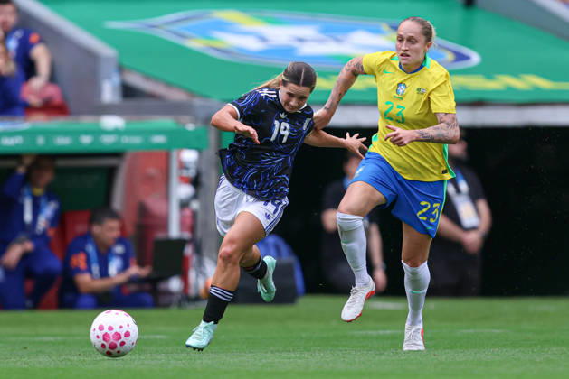 RECORD DATE NOT STATED 10th October 2026; Beira-Rio Stadium, Porto Alegre, Brazil; Friendlies Women Football, Brazil versus Argentina; Isa Haas of Brazil battles for possession with Agostina Holzheier of Argentina MaxxPeixoto