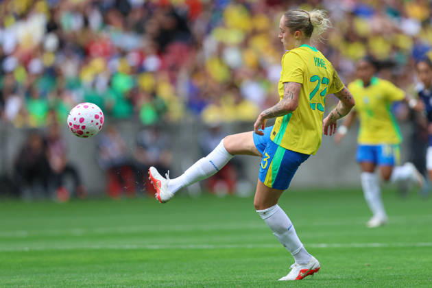 RECORD DATE NOT STATED 10th October 2026; Beira-Rio Stadium, Porto Alegre, Brazil; Friendlies Women Football, Brazil versus Argentina; Isa Haas of Brazil passes the ball MaxxPeixoto
