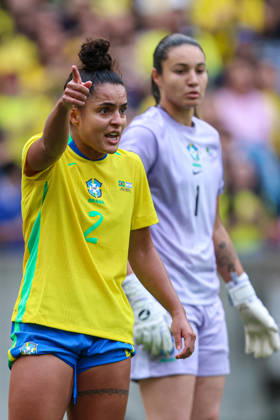 RECORD DATE NOT STATED 10th October 2026; Beira-Rio Stadium, Porto Alegre, Brazil; Friendlies Women Football, Brazil versus Argentina; Isabela Chagas of Brazil gestures MaxxPeixoto