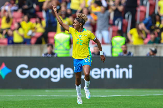 RECORD DATE NOT STATED 10th October 2026; Beira-Rio Stadium, Porto Alegre, Brazil; Friendlies Women Football, Brazil versus Argentina; Luany Rosa of Brazil celebrates his goal in the 26th minute to go up 1-0 MaxxPeixoto