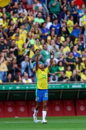 RECORD DATE NOT STATED 10th October 2026; Beira-Rio Stadium, Porto Alegre, Brazil; Friendlies Women Football, Brazil versus Argentina; Luany Rosa of Brazil celebrates his goal in the 26th minute to go up 1-0 MaxxPeixoto